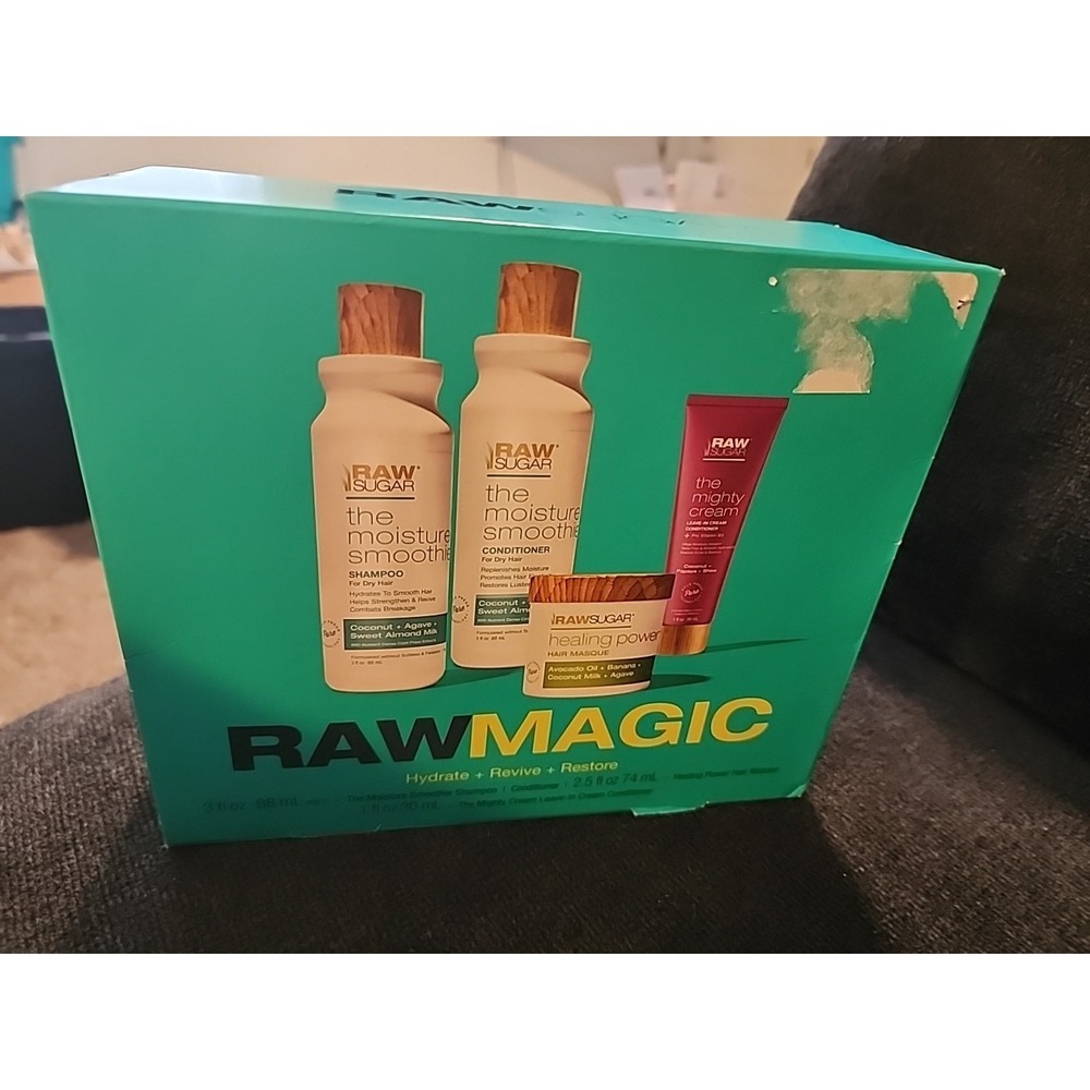 4PCRaw Magic Shampoo 3oz Conditioner 2.5oz Hair Masque 1oz Leave-in Conditioner